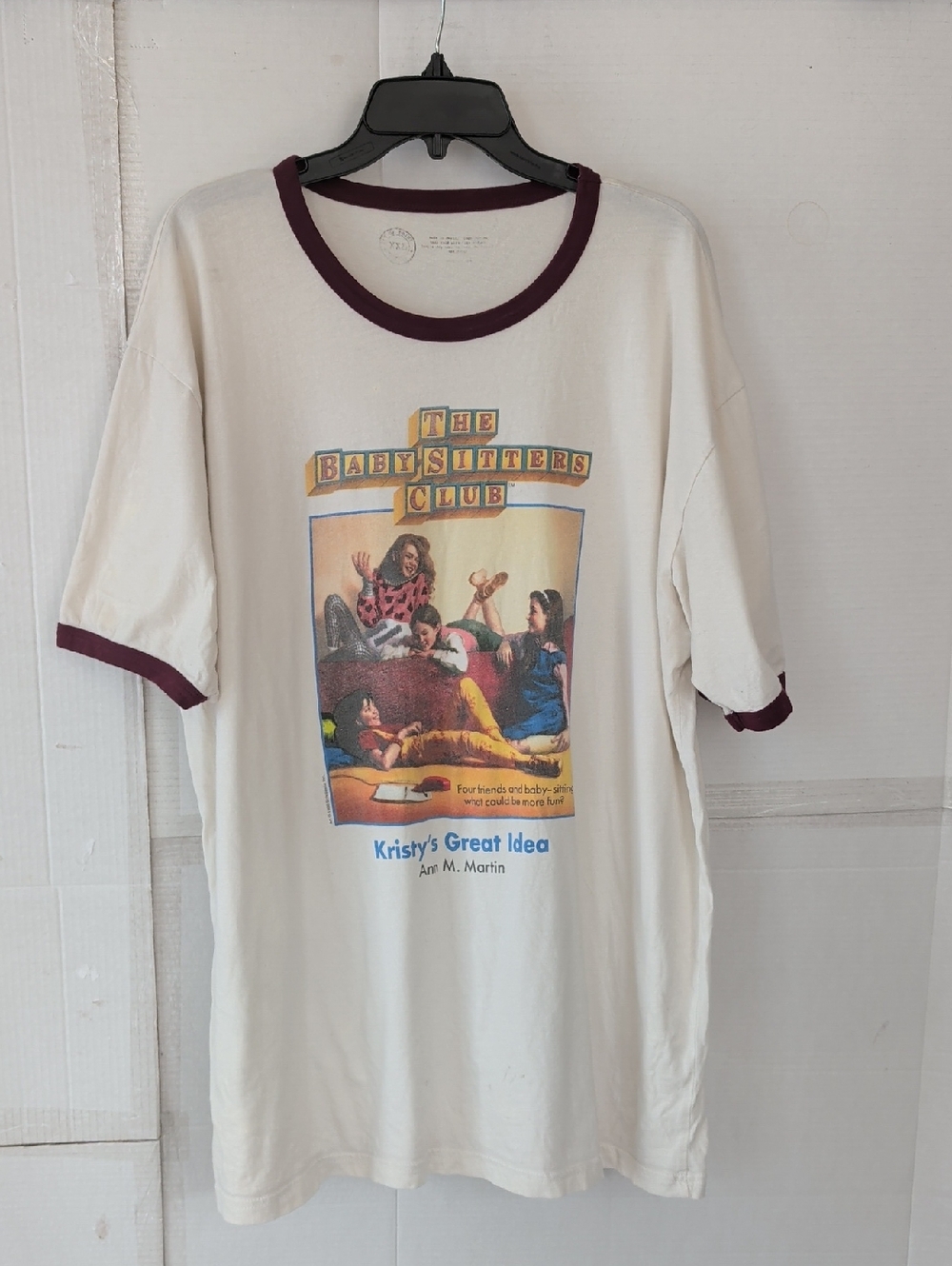 Unbranded Women's Cream T-shirt  Burgundy Trim SZ XXL The Babysitters Club VTG